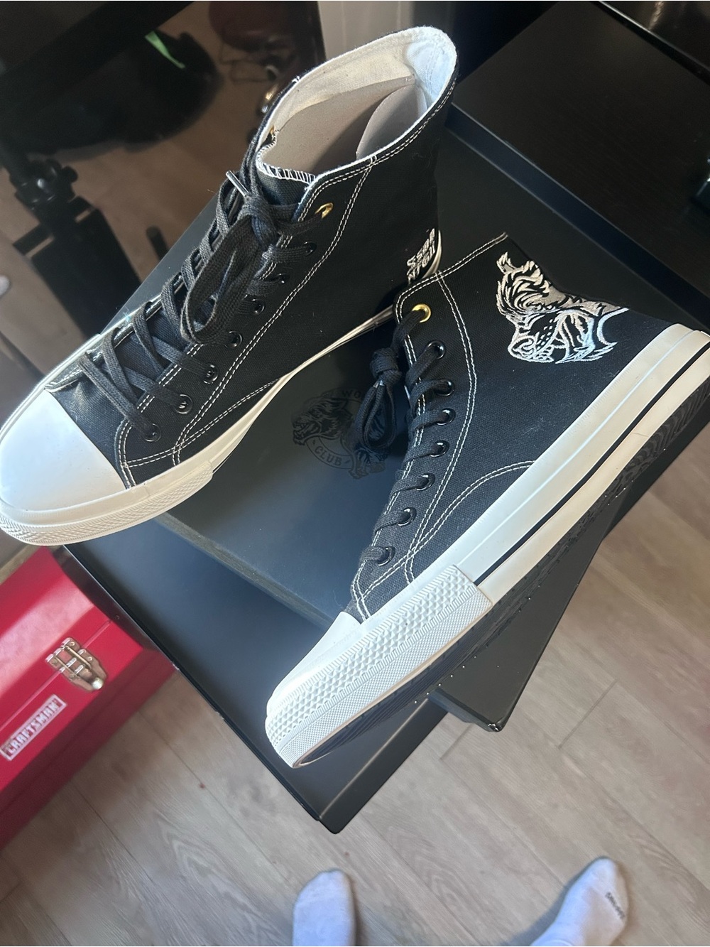 Darc Sport Black High-Top Canvas Sneakers with White Sole